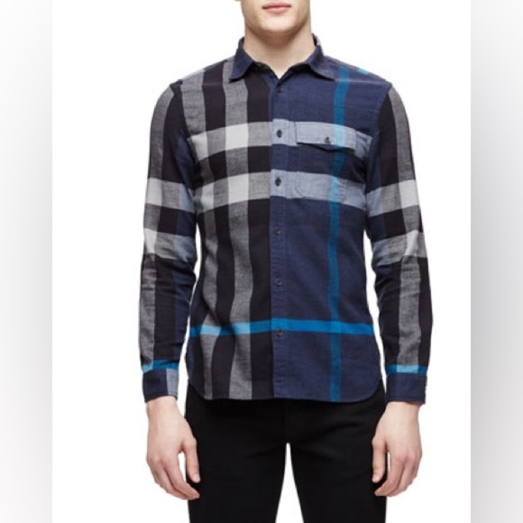 BURBERRY Plaid Print Long Sleeve Western Shirt Size: L | US16, IT41 - Picture 4 of 6